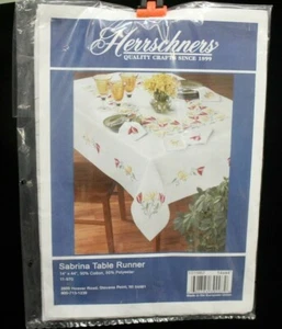 Herrschners Table Runner Sabrina Stamped Linen 14” X 44” - Picture 1 of 3