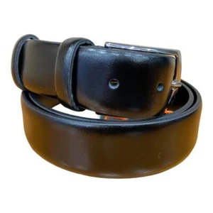 IL KUOIO CINTURA UOMO IN PELLE CON FIBBIA AD ARDIGLIONE MADE IN ITALY NERO 2217 - Imagen 1 de 5