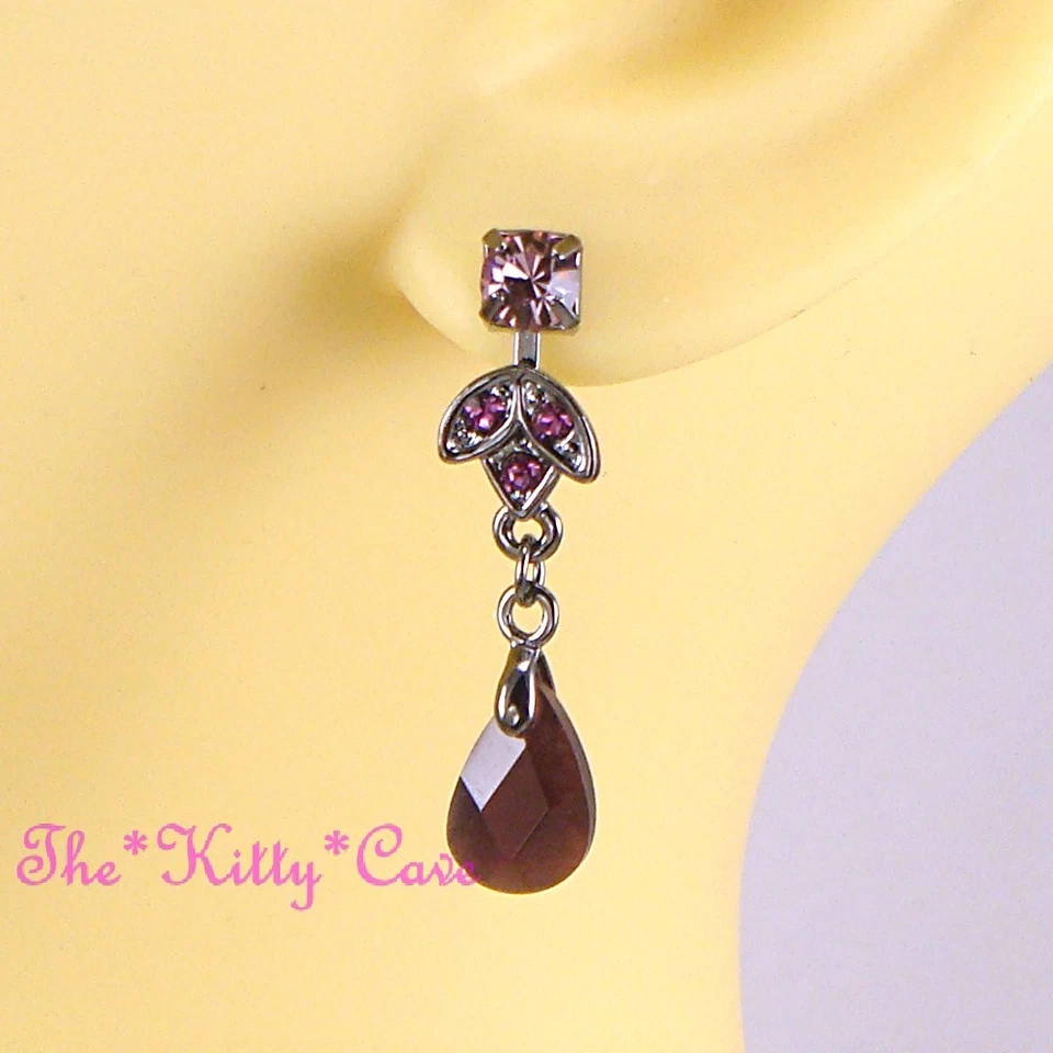 Pendientes colgantes decorativos Lk amatista púrpura ojos de gato araña con cristales de Swarovski Foto 1 de 4