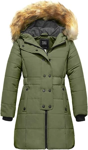 Girls' Long Winter Coat Parka Water Resistant Warm Puffer Jacket - Picture 1 of 12