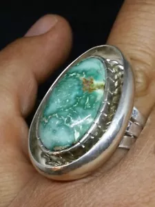 Sterling Silver Turquoise Southwest Shadow Box Men's Ring - Picture 1 of 10