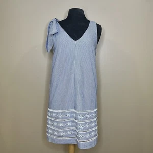 NWT Vineyard Vines Sandbar Blue and white striped Bow shoulder dress size XXS - Picture 1 of 9