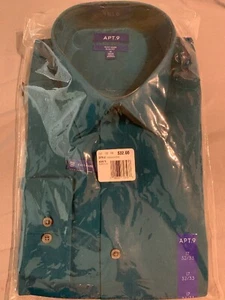 apt 9 EASY CARE SLIM FIT LANGARM HEMD GR 17 32/33 FARBE TÜRKIS - Bild 1 von 4