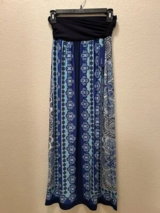 MAXI SKIRT Apt. 9 S Blue Paisley Elastic Waist Multi-colored - Picture 1 of 6