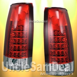 FOR CHEVY C/K TAHOE SUBURBAN YUKON CLEAR RED LENS LED TAIL LIGHTS DIRECT FIT - Picture 1 of 2