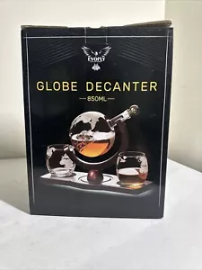 Whiskey Globe Decanter Set: 850ML, Etched With Glasses, Stand, Funnel,  Stopper - Picture 1 of 4