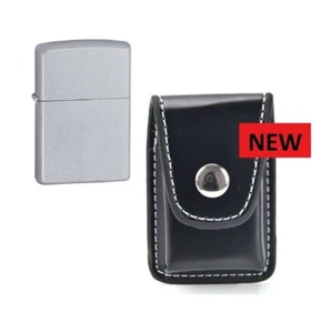 Satin Chrom Reißverschlussanzünder plus Ledertasche für Reißverschlussanzünder UK VERSAND - Bild 1 von 5
