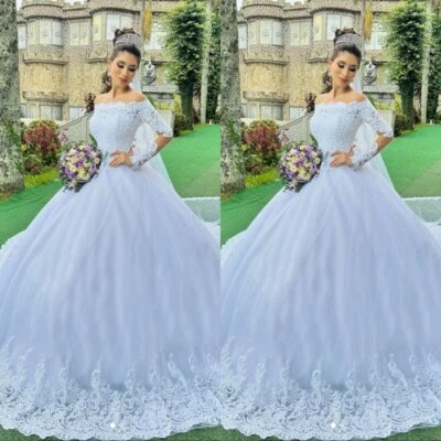 Prinzessin Brautkleider Von der Schulter Langärmelige Spitze Brautkleider - Bild 1 von 4