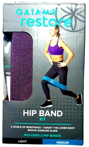 Gaiam Restore Hip Band Kit 2 Hip Bands Light & Medium Resistance, Exercise Guide - Picture 1 of 5