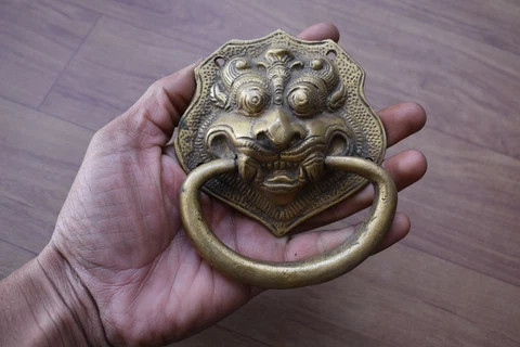 Vintage brass dragon handle Knocker drop Gate pull Handle Solid brass Handle Cover