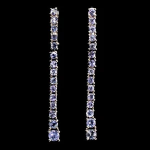 925 Sterling Silver Earrings Round Tanzanite Natural Gemstone Jewelry - Picture 1 of 10