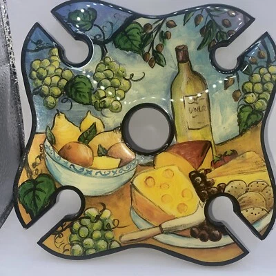 Portabotellas y vasos de vino hechos a mano tapa de resina australiana Homecraft firmado Carlie Foto 1 de 4