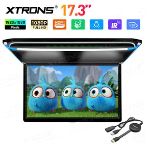 17.3" HDMI Car Roof Overhead Flip Down Monitor Full HD 1080P + Miracast Dongle - Picture 1 of 18