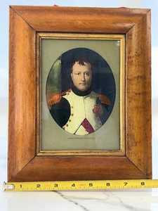Eglomise Napoleon portrait in Burl Wood Frame - Picture 1 of 8