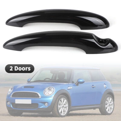 Cubierta de manija de puerta exterior negra brillante para Mini Cooper R50 R52 R53 R55 R56 2 puertas Foto 1 de 4