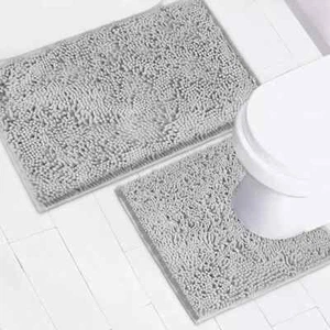 Bathroom Rugs Chenille Mat 2 Piece Set Super Absorbent Strong Pvc Non Slip - Picture 1 of 5