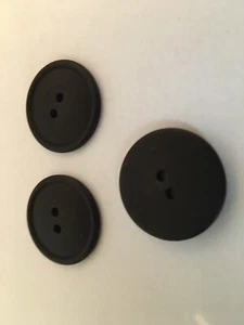 NEW 15 PC 1  INCH BLACK DULL/ MATTEE FINISH DOME WITH SMALL RIM DESIGN BUTTONS - Picture 1 of 3