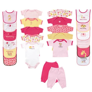 Luvable Friends Baby Girl Layette Gift Cube, Pink Safari, 0-3 Months - Picture 1 of 5