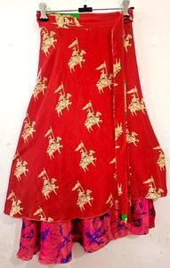 Traditional-Darn Good Boho Festival Wrap Silk Multicolored Women's Skirt L 28'' - Picture 1 of 6