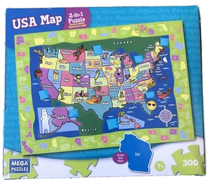 Mega Puzzles "Mappa USA" 2 in 1 puzzle 300pz - Foto 1 di 2