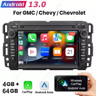 Radio estéreo para automóvil para GMC Yukon Chevy Silverado Sierra Android 13 GPS navegación WiFi Foto 1 de 4