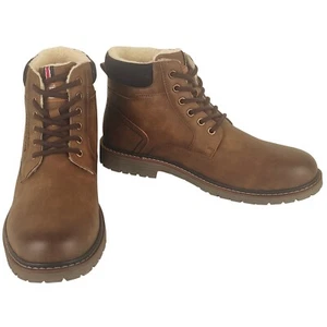 Mens Boots Tan Adults Ankle Length Lace Up Bronco Waterproof Lined Warm Shoes - Picture 1 of 6