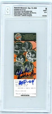 Clyde Drexler signed 2004 Basketball HOF w/The Glide 7 Grade - Image 1 of 2