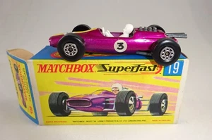 Matchbox Superfast Nº 19A Lotus Racing Car lilametálico "3" perfecto en caja "H" - Imagen 1 de 11