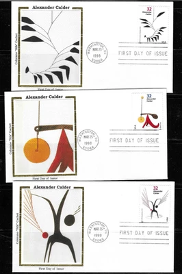 US SC # 3198-3202 Alexander Calder  FDC . Colorano Silk Cachet - Image 1 of 2