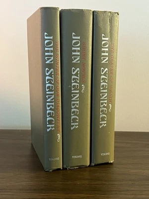 John Steinbeck Vintage Books Group Lot of 3 Hardback Novels Modern Library 1960s - Image 1 of 4