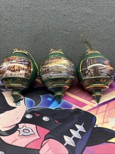 Adornos de Navidad Porcelana Terry Redlin Invierno Escena Cabañas Caballos De Colección  - Imagen 1 de 10