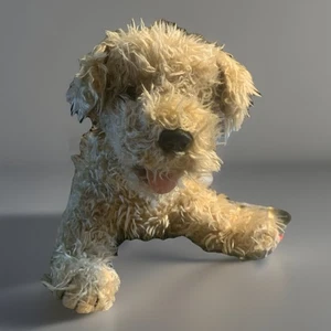 Ty Toffee Puppy Dog 17" Plush 1992 Vintage Tan Brown Spots Pink Tongue Terrier - Imagen 1 de 14