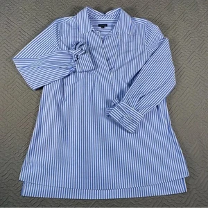 Talbots Cotton Blend Striped Pullover Blouse Blue & White Size Medium EUC - Picture 1 of 9