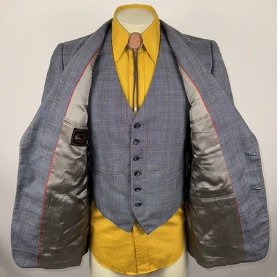 Chaqueta Chaleco Chaqueta Botánica Vintage Años 70 Traje Occidental Blazer Abrigo Rockabilly Para Hombres 38 Foto 1 de 4