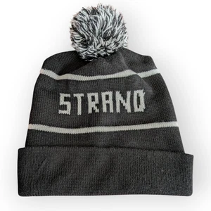 Vintage STRAND BOOKS Pom Beanie Hat Black & Gray – Unisex – No Tags - Foto 1 di 6