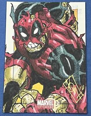 2011 Marvel Universe SketchaFEX Sketch Card Noval Hernawan 1/1 Deadpool - Image 1 of 4