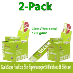 2× Gizeh Super Fine Extra Slim Zigarettenpapier 50 Heftchen à 66 Blättchen - Picture 1 of 4