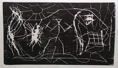 Einladung A R Penck Abstrakt Nachdruck Köln Holzschnitt 1990 - Bild 1 von 4