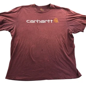 Carhartt Mens Work T-Shirt Size 2XL Red Short Sleeve Casual Crew Neck Tee Flaws - Picture 1 of 20