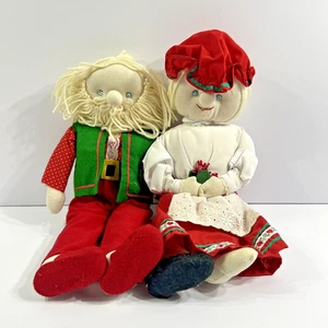 Vintage 1970's Kurt Adler Plush Christmas Dolls Bell Kitsch Scandinavia - Picture 1 of 16