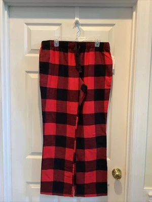 Nuevo con etiquetas Pantalones de pijama de franela a cuadros azul marino antiguo negro y rojo salón para dormir hombres L Foto 1 de 4