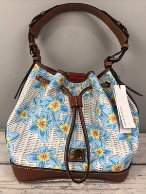 Dooney & Bourke  Plumeria Blue/White Drawstring Hobo Bag--NWT BPLUM 1961 - Image 1 of 4