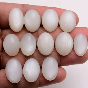12 Pcs Natural White Moonstone 18mm-20mm Oval Cabochon Untreated Huge Gemstones - Picture 1 of 10