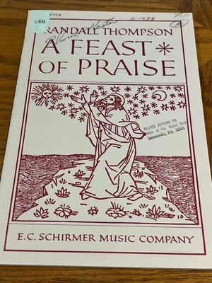 "A FEAST OF PRAISE" Sacred Chorus Music RANDALL THOMPSON Rare Vintage 1963 - Image 1 of 4