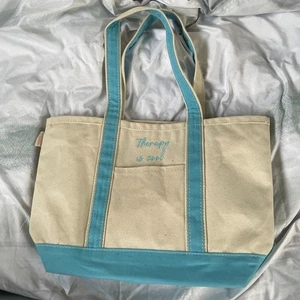 CB Station THERAPY IS COOL natural blue BOAT TOTE Shoulder Bag Nwot - Picture 1 of 7