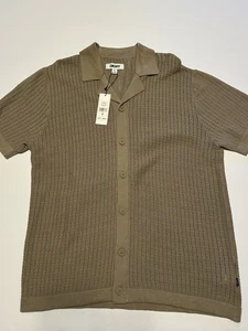 DKNY Men's Knit Shirt Size Medium Cafe Brown NWT - Picture 1 of 9