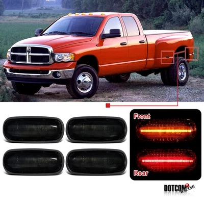 Smoke Fits 2003-2009 Dodge Ram Dually Bed LED Side Fender Marker Lights Set 4PC Foto 1 de 4