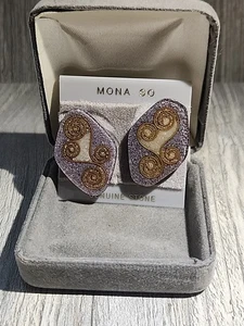 Mona So Vintage Stone Clip On Earrings - Picture 1 of 2