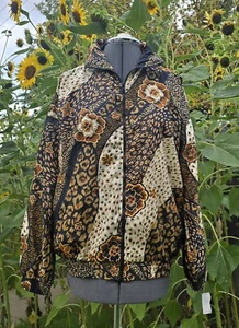 Kaktus Zip Jacket Floral Animal Print Vintage Windbreaker - Picture 1 of 13
