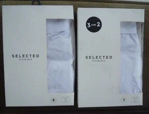 2 Karton Herren SELECTED HOMME Weiß Baumwolle Trunks Unterwäsche Größe S - Bild 1 von 8